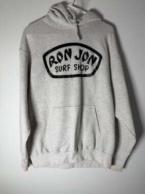 Ron Jon Surf Shop Hoodie Size L Gray Pullover Sweatshirt